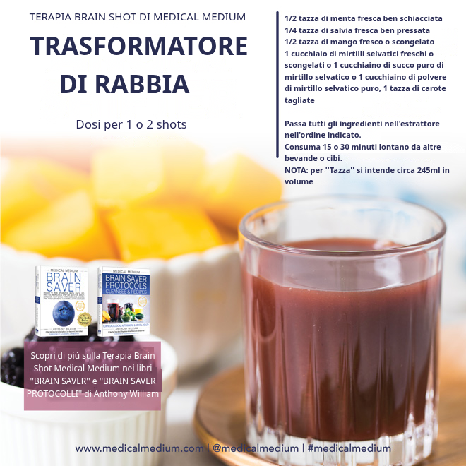 Modulatore della Rabbia: shot con menta, salvia, mango, mirtilli selvatici e carote
