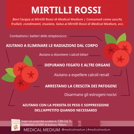 Mirtilli rossi freschi e succo di mirtillo rosso puro