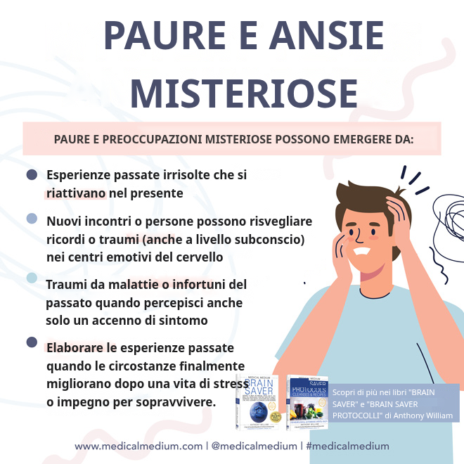 Persona con ansia inspiegabile e paure misteriose legate a sintomi fisici