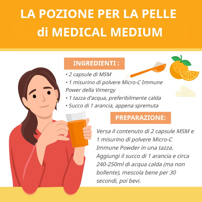 Pozione per la Pelle con MSM, Micro-C Immune Power e succo d'arancia