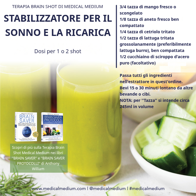 Brain Shot Sonno & Stabilizzatore di Ricarica con mango, aneto, cetriolo e lattuga