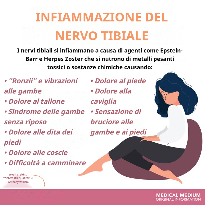 Illustrazione del nervo tibiale infiammato nella gamba