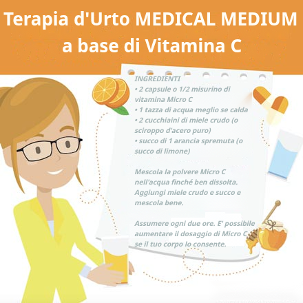Bicchiere di Terapia Shock di Vitamina C con Micro-C, miele grezzo e succo d'arancia